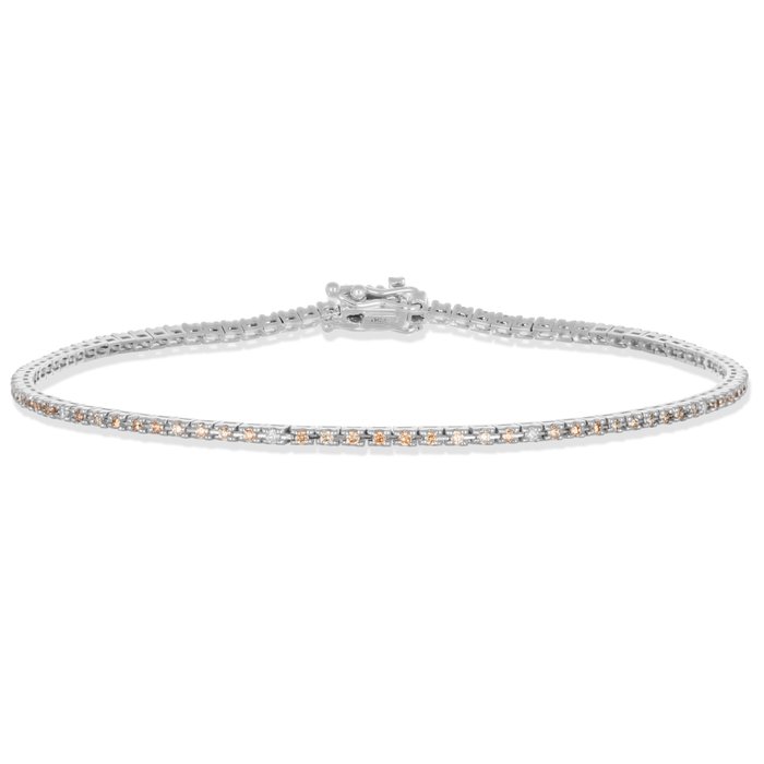 Armbånd - 18 kraat Hvidguld -  0.93ct. tw. Safir - Diamant