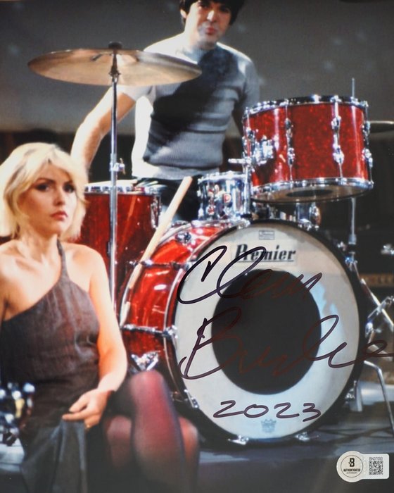 Blondie Clem Burke Drummer - Autograf foto med Beckett COA