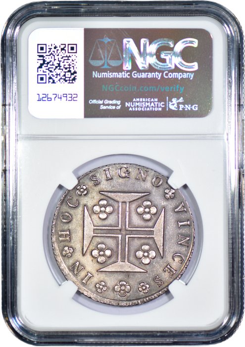 Portugal. D. Miguel I (1828-1834). Cruzado Novo (480 Reis) 1830 - Coroa Larga - NGC - MS 62 - Raro