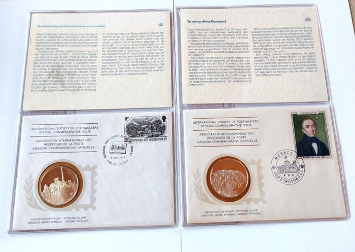 Guernsey (Kronbesiddelse), Monaco. A Pair (2x) of Silver Commemorative Medals 40g .999 Pure Silver  (Ingen mindstepris)