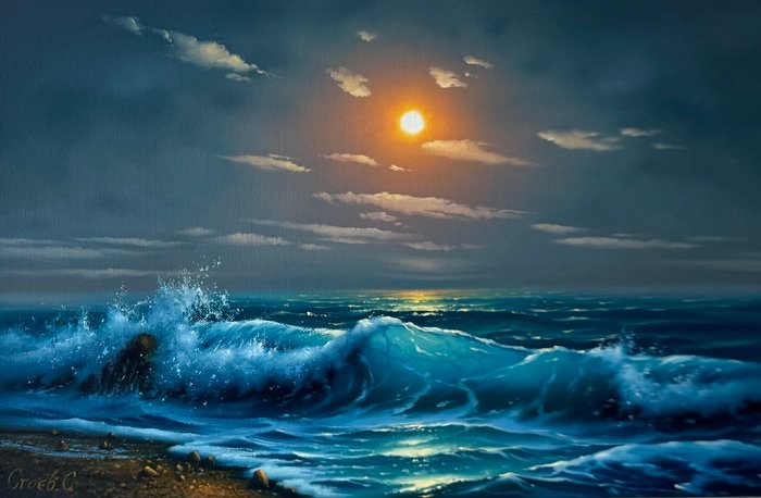 Stoev Serhii (1971) - Wave under the moonlight