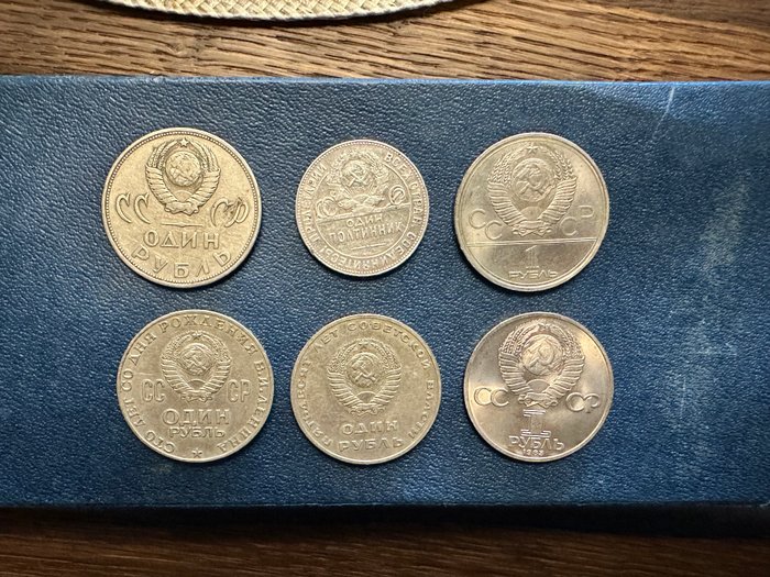 Rusland, Sovjetunionen (USSR). A Lot of 6x Soviet Commemorative Coins, including Silver 1965-1980  (Ingen mindstepris)