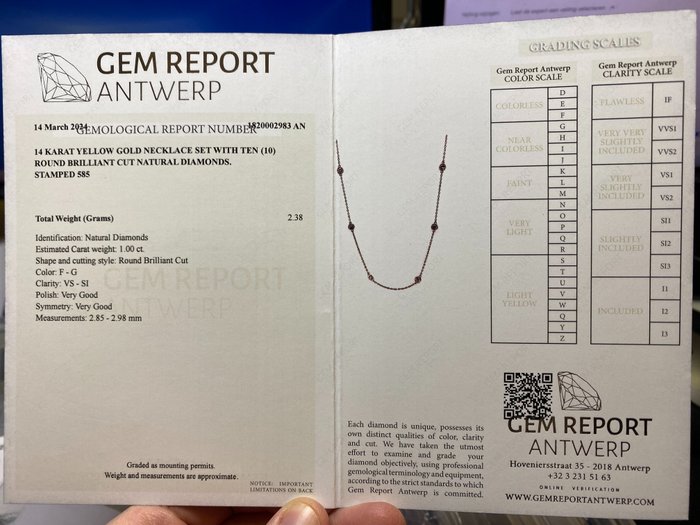 Halskæde - 14 karat Gulguld, 1,00 ct -  1.00ct. tw. Diamant (Natur)
