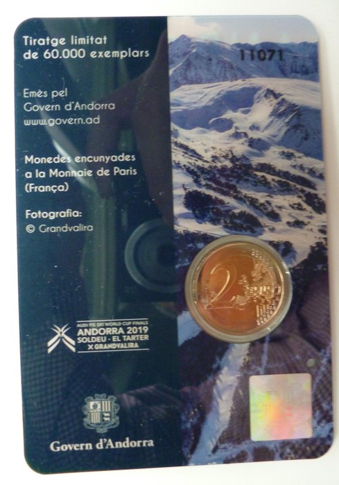 Andorra. 2 Euro 2019 "Ski" Coincard  (Ingen mindstepris)