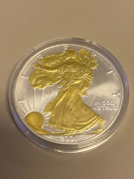 Förenta staterna. 1 Dollar 2001 Walking Liberty - Gilded, 1 Oz (.999)  (Ingen mindstepris)