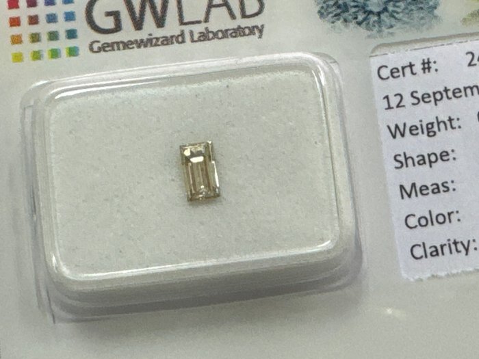 Ingen mindstepris - 1 pcs Diamant  (Naturfarvet)  - 0.26 ct - Rektangel - Fancy light Grå - VS2 - Gemewizard Gemological Laboratory (GWLab)