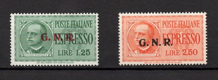 Italien - Socialrepublikken RSI 1944/1944 - GNR overtrykte espressoer i fremragende stand MNH med RAYBAUDI MASSILIA signatur - Sassone NN 19/20