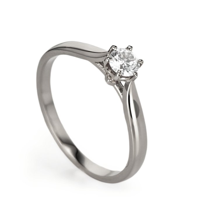 Forlovelsesring - 14 karat Hvidguld -  0.25ct. tw. Diamant (Natur)