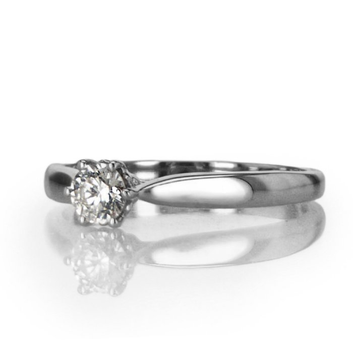 Forlovelsesring - 14 karat Hvidguld -  0.25ct. tw. Diamant (Natur)