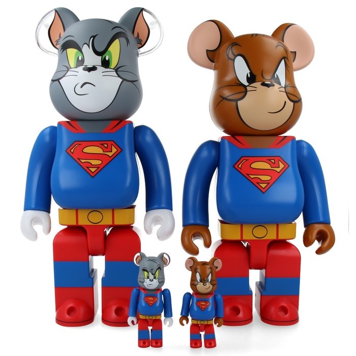 Medicom Toy Be@rbrick - 400%  100% Bearbrick set - Tom and Jerry (Superman Set)