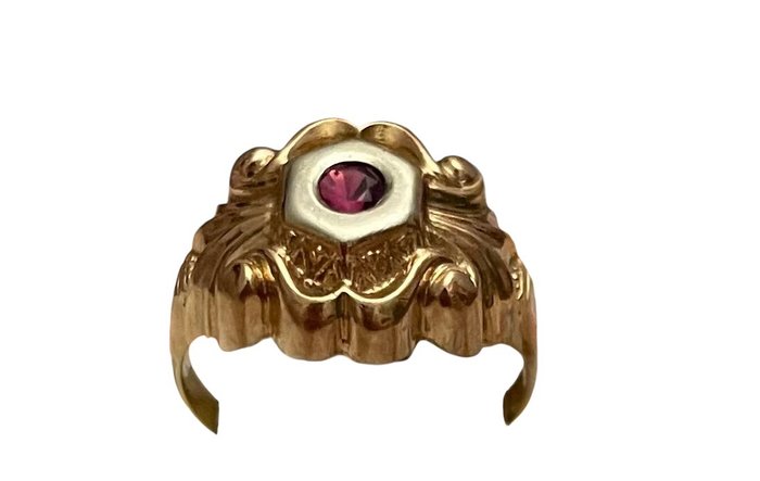 Ring Palladium guld Rubin - Art Deco ring