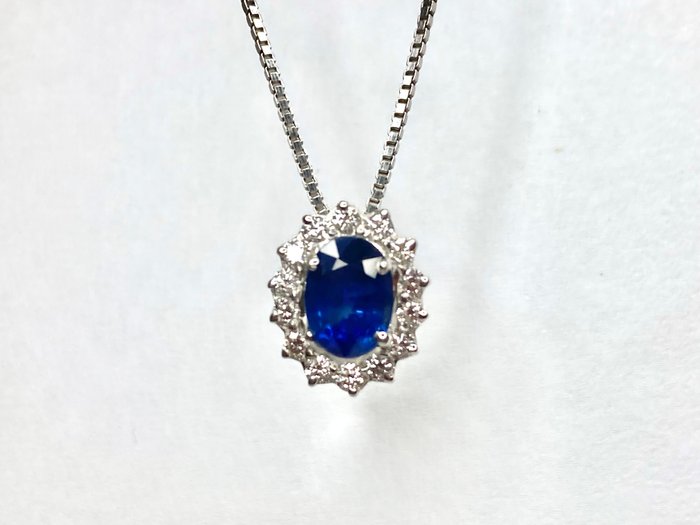 Pala Diamond - Choker halskæde - 18 kraat Hvidguld -  1.40ct. tw. Diamant (Natur)  - Safir - Vidunderlig halskæde