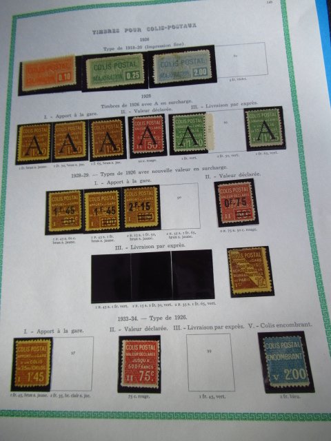 Frankrig 1926 - indsamling af frimærker, postpakker, koster 440 € - Yvert n°77 à 100