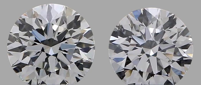 Ingen mindstepris - 2 pcs Diamant  (Natur)  - 0.65 ct - Rund - D (farveløs) - SI1 - Gemological Institute of America (GIA) - *Matchende par* *VG EX*