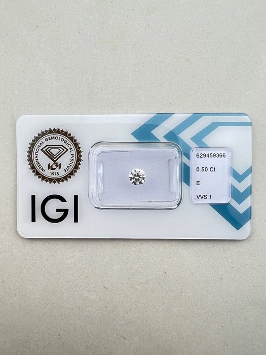 1 pcs Diamant  (Natur)  - 0.50 ct - Rund - E - VVS1 - International Gemological Institute (IGI)