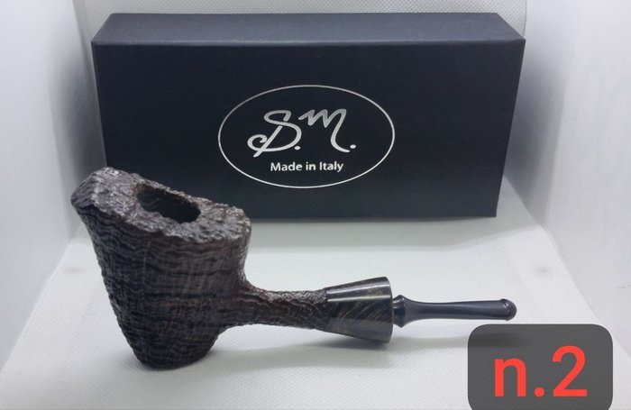 S.M. Pipe - sabbiata billiard nera free handmade - Pipe - Bruyerepibe, ebonit