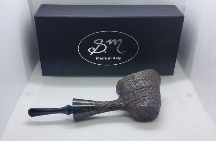 S.M. Pipe - sabbiata billiard nera free handmade - Pipe - Bruyerepibe, ebonit