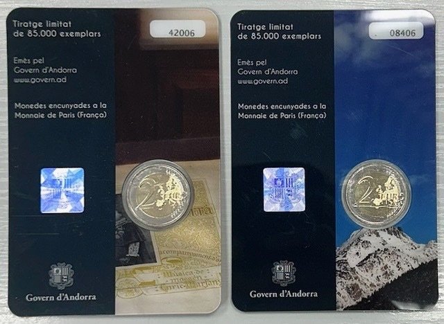 Andorra. 2 Euro 2017 "Hymne d'Andorre" + "Pireneus" (2 monnaies)  (Ingen mindstepris)