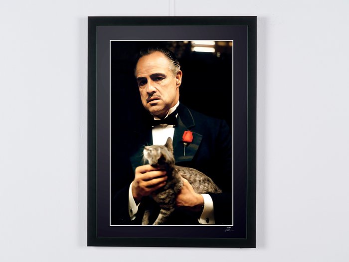 The Godfather, Marlon Brando as "Don Vito Corleone" - Fine Art Photography - Luxury Wooden Framed 70X50 cm - Limited Edition Nr 03 of 50 - Serial ID 20511 - Original Certificate (COA), Hologram Logo Editor and QR Code - 100% New items.