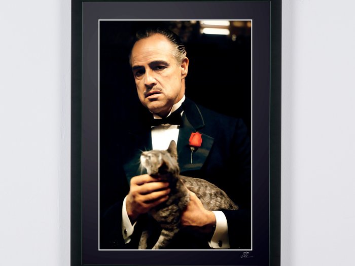 The Godfather, Marlon Brando as "Don Vito Corleone" - Fine Art Photography - Luxury Wooden Framed 70X50 cm - Limited Edition Nr 03 of 50 - Serial ID 20511 - Original Certificate (COA), Hologram Logo Editor and QR Code - 100% New items.