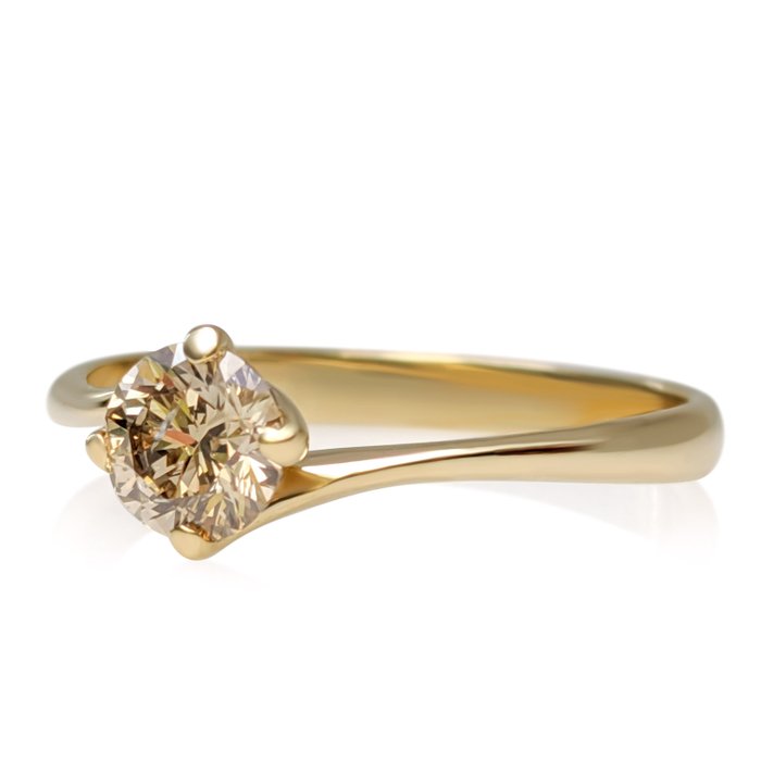 Ingen mindstepris - Ring - 14 karat Gulguld -  0.50ct. tw. Gul Diamant (Naturfarvet) - IGI