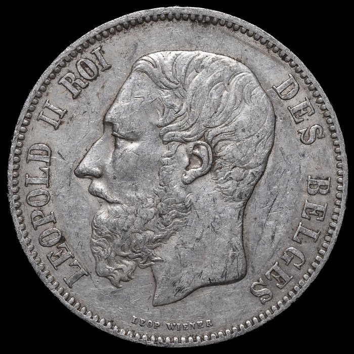 Belgien. Leopold II (1865-1909). 5 Francs 1869  (Ingen mindstepris)