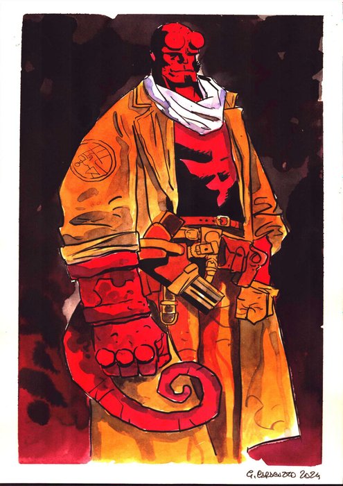 Caracuzzo Giancarlo - 1 Original colour drawing - Hellboy - 2024