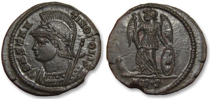 Romarriket Constantine I (AD 306-337) Follis City Commemorative Treveri (Trier) 2nd officina (TR•S) 332-333 AD - superb mint state