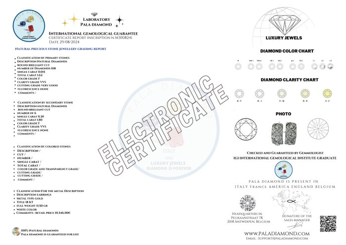 Pala Diamond - Øreringe - 18 kraat Hvidguld -  3.42ct. tw. Diamant (Natur)  - Diamant