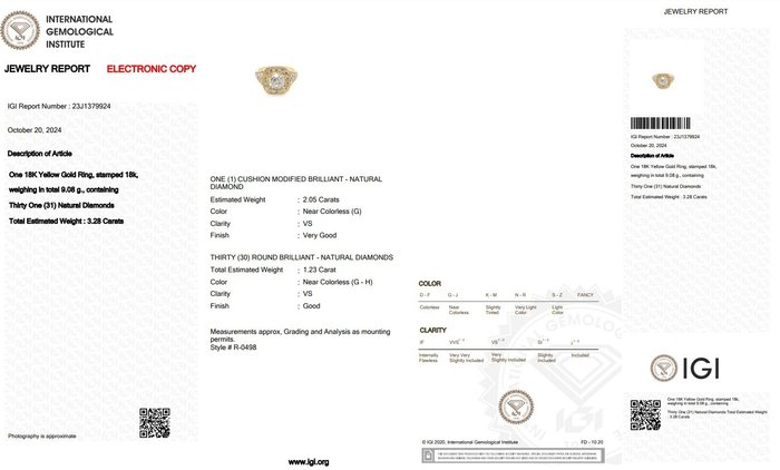 Ring - 18 kraat Gulguld -  3.28ct. tw. Diamant (Natur) - Diamant - Fantastisk Ring