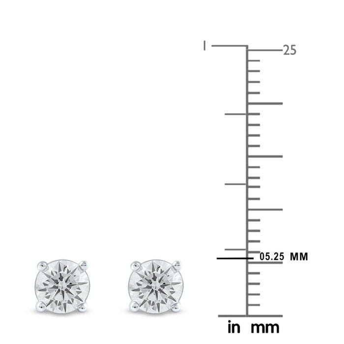 Øreringe - 14 karat Hvidguld -  0.33ct. tw. Diamant (Natur) - Diamant stud