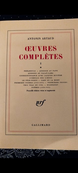 Antonin Artaud - Œuvres complètes. 20 tomes - 1976