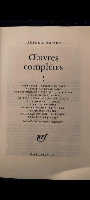 Antonin Artaud - Œuvres complètes. 20 tomes - 1976