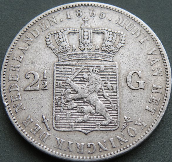 Holland Willem III (1849-1890) 2 1/2 Gulden 1865b  (Ingen mindstepris)