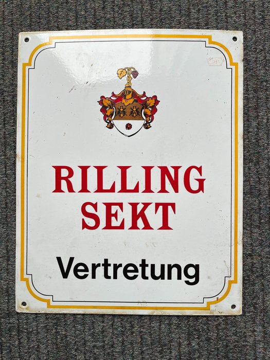 Emaille reclamebord - Rilling Sekt Vertretung - Emaljeskilt - Emalje