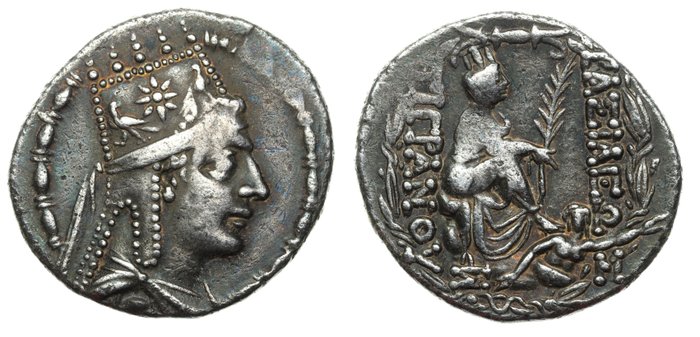 Konger af Armenien Tigranes the Great (Tigranes II c 95-55 BC) Tetradrachm (Tyche of Artaxata) Tigranokerta mint circa 80-68 BC / Bedoukian (CAA) 31-2 - ex the A Kobuz