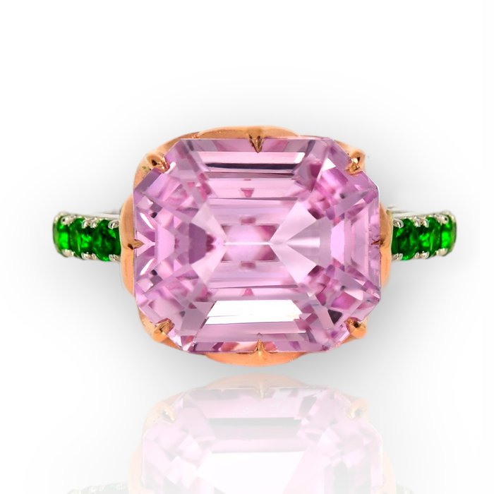 Ingen mindstepris - Ring - 14 karat Hvidguld Rosaguld -  1623ct tw Kunzit - Diaspor - IGI 1526 ct Pink