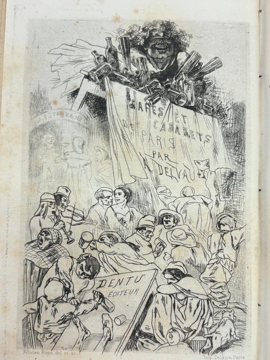 Alfred Delvau / Gustave Courbet Félicien Rops Flameng - Histoire anecdotique des cafés et cabarets de Paris - 1862