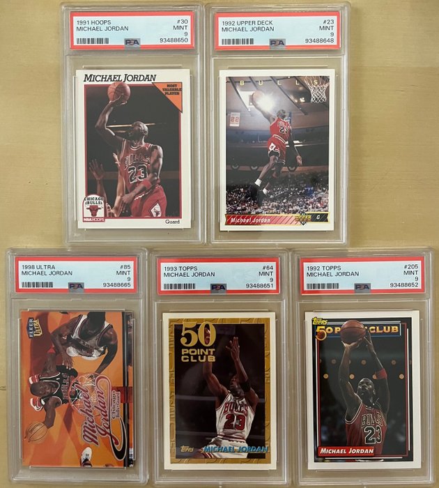 1991 to 1998 Upper Deck, Fleer, Topps Michael Jordan Michael Jordan PSA 9 - 5 Graded card