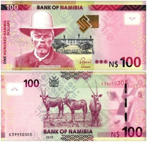 Namibia. - 10, 20, 50, 100, 200 Dollars 2018-2019 - Pick 13 to 17.  (Ingen mindstepris)