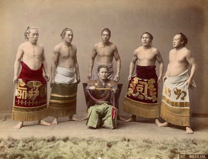 Kusakabe Kimbei Farsari et divers Yokohama School - "Wrestlers"