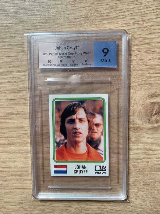 1994 Panini World Cup Story Maradona #224, Cruyff #89, Beckenbauer #63 MTG 9 - 3 Graded sticker