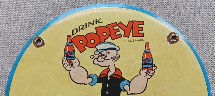 Tegn - Drink Popeye - I Yam what I Yam and I Yam Toppe - Emaljeskilt 30 cm