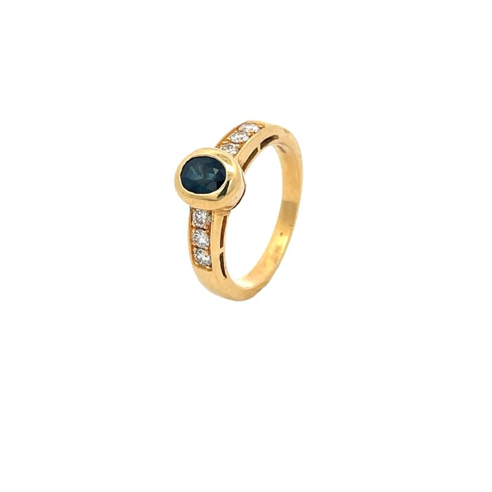 Ring - 18 kraat Gulguld -  0.56ct. tw. Safir - Diamant