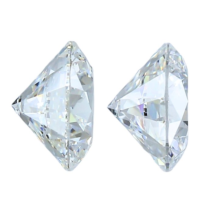 2 pcs Diamant  (Natur)  - 2.02 ct - Rund - G - VVS1 - Gemological Institute of America (GIA)