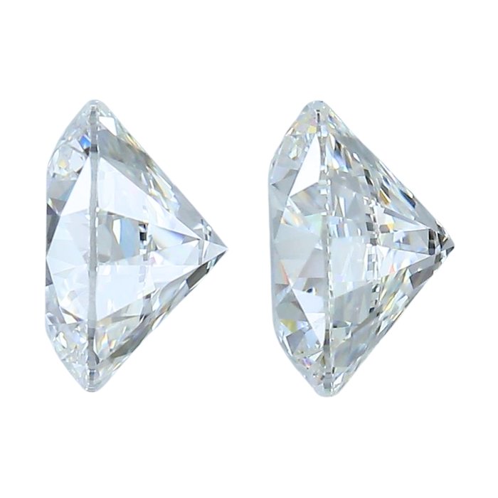 2 pcs Diamant  (Natur)  - 2.02 ct - Rund - G - VVS1 - Gemological Institute of America (GIA)