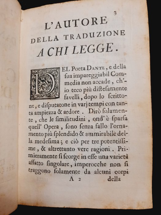 Carlo D'Aquino - Le similitudini della Commedia di Dante Alighieri - 1707