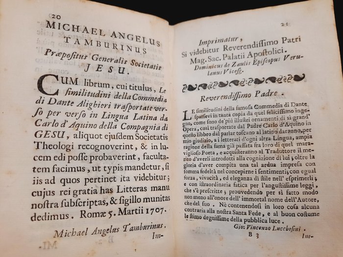 Carlo D'Aquino - Le similitudini della Commedia di Dante Alighieri - 1707