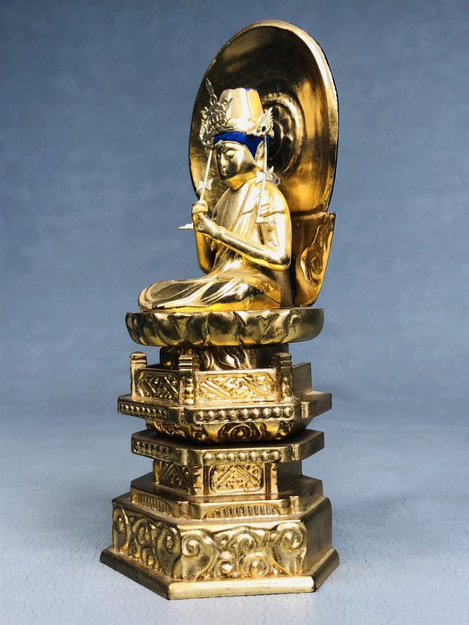 Buddha Amitabha seated statue of 阿弥陀如来坐像 Amida Nyorai - Statue Træ, Guld lakeret - Japan  (Ingen mindstepris)