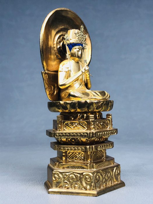 Buddha Amitabha seated statue of 阿弥陀如来坐像 Amida Nyorai - Statue Træ, Guld lakeret - Japan  (Ingen mindstepris)